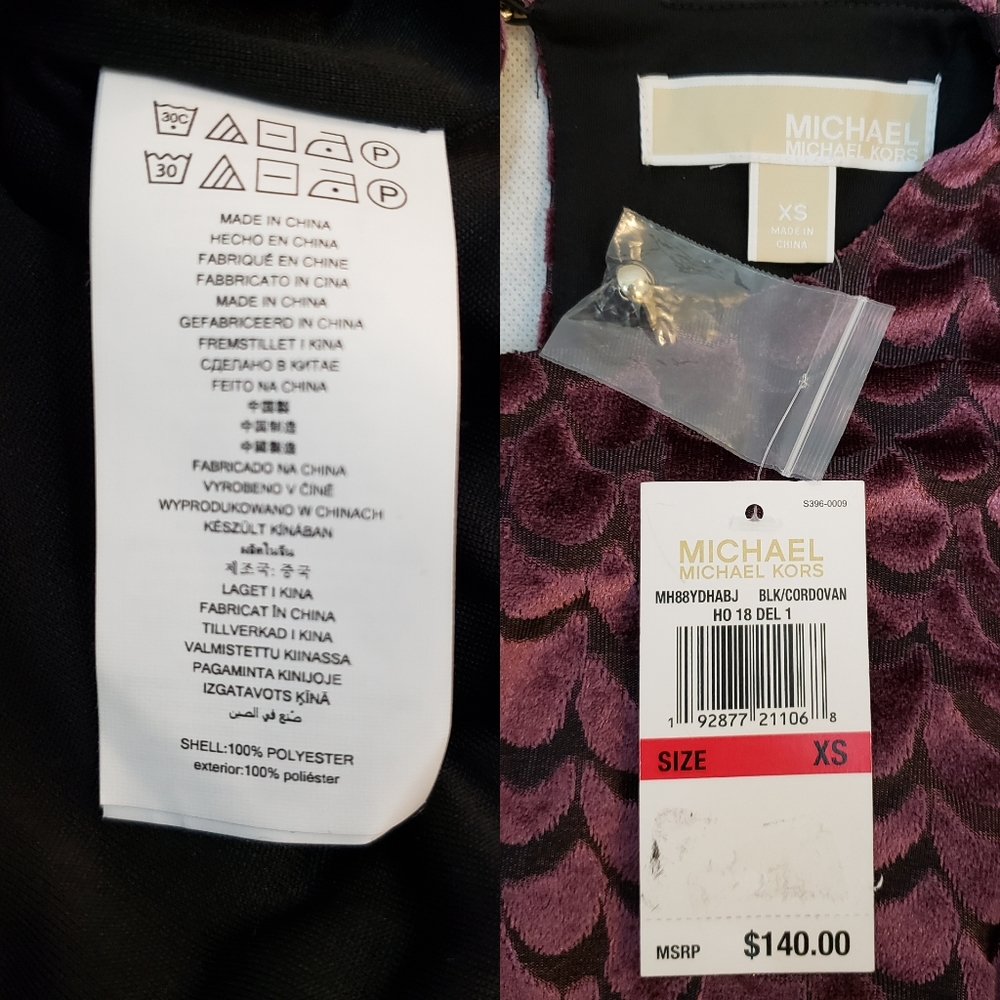 🆕️ MICHAEL Michael Kors Long Sleeve Velvet Dress - Picture 8 of 8